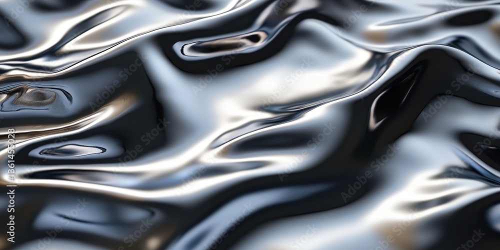 Aufkleber liquid metal surface: a close-up showcases a mesmerizing display of a smooth, liquid metal surface w
