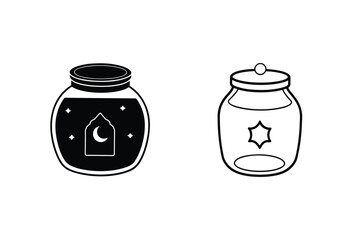 Glass Jars, Ramadan, Moon, Stars, Islamic, Décor, Icons, Silhouette, Design, Elements