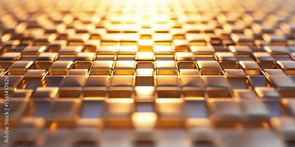 Poster golden cubes: a mesmerizing view of golden cubes, perfectly arranged in a grid-like pattern, with a 