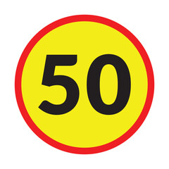 Speed limit signs and symbols depicting speed limits ranging from 50, 60 featuring a standard design with black text on red circles. Vector illustration in eps 10.