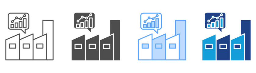 Industry Analysis Icon Set Multiple Style Collection
