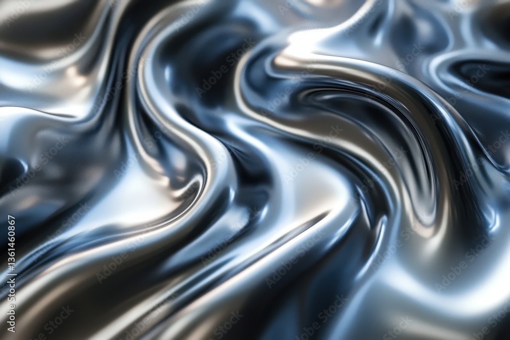 Aufkleber liquid metal abstract: a close-up of a shimmering liquid metal surface, reflecting light and creatin