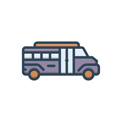 Color illustration icon for school bus