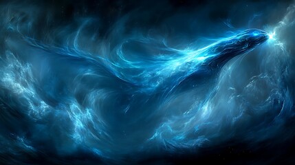 Celestial dragon soaring through nebula.