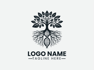 DNA Helix Tree Roots Holistic Health Logo Design, Holistic Health DNA Tree Logo