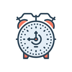 Color illustration icon for alarm clock