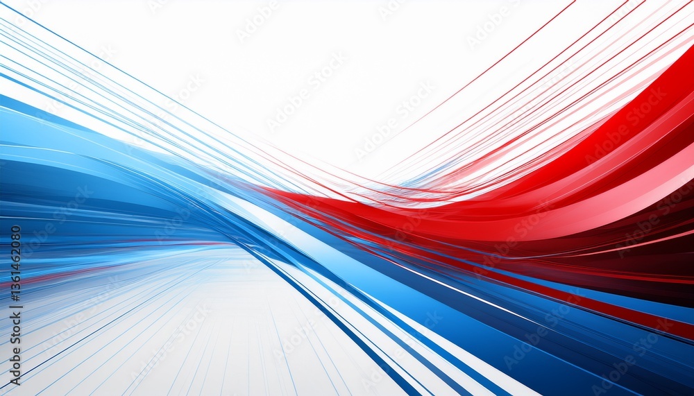 Poster abstract motion geometric shiny blue and red overlapping technology concept perspective on white bac