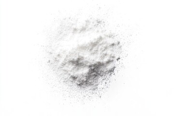 A pile of white powder, possibly flour or sugar, scattered on a white background.