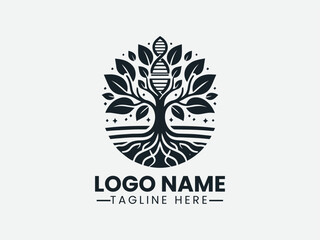 Obraz premium DNA Helix Tree Roots Holistic Health Logo Design, Holistic Health DNA Tree Logo