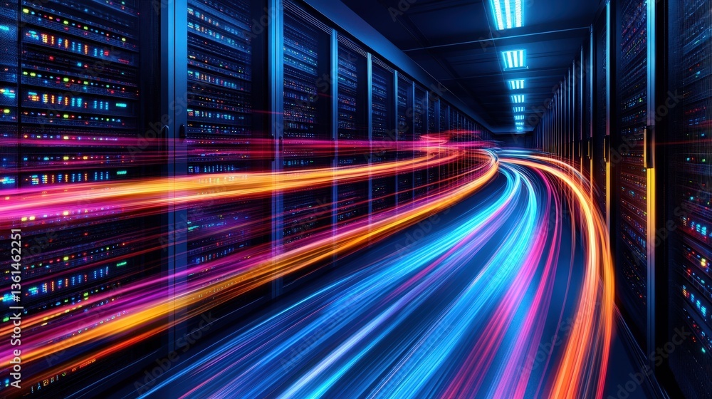 Poster efficient server server located in a high-tech data center designed for optimized data management