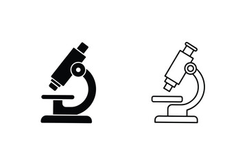 Microscope Icons Science, Research, Lab, Biology, Technology, Filled, Outline, Vector, Education, Ex