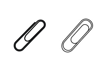 Obraz premium Office Supplies Paperclip Icons, Black and White, Simple Design, Minimalist, Vector Graphics, Clipart