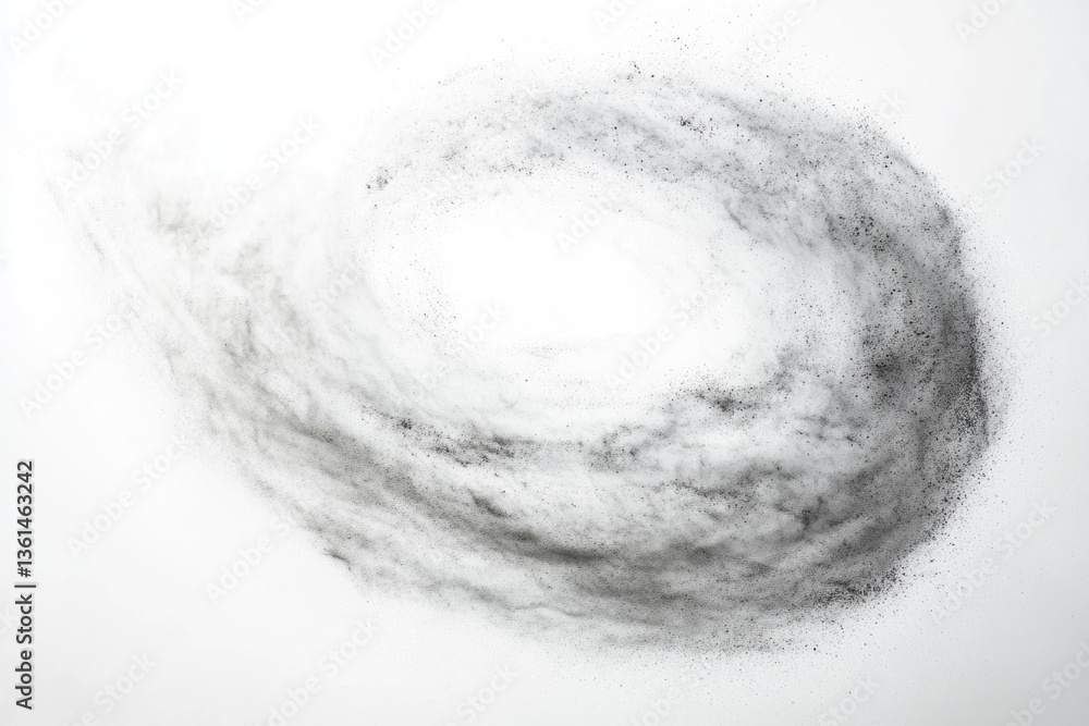 Aufkleber abstract swirling black dust cloud on white background, creating a dynamic and artistic effect.