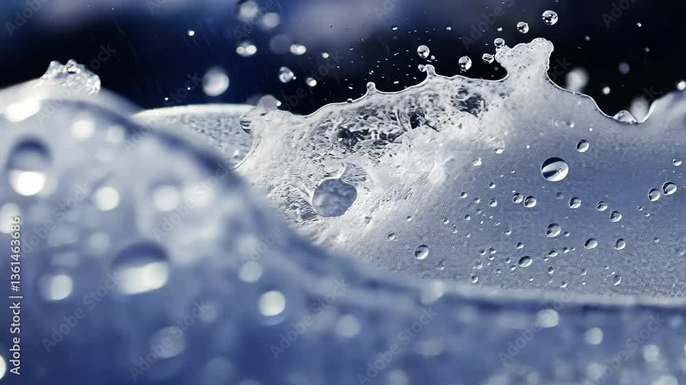 Poster water droplets and waves create dynamic movement in a serene aquatic environment during daytime