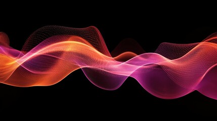 Bright orange and pink gradient waves with light trails and dynamic motion, creating an energetic and vibrant abstract background in high resolution