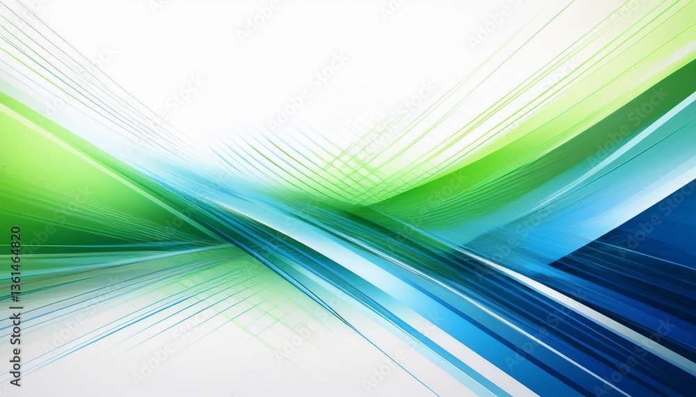 Poster abstract motion geometric shiny blue and green overlapping technology concept perspective on white b