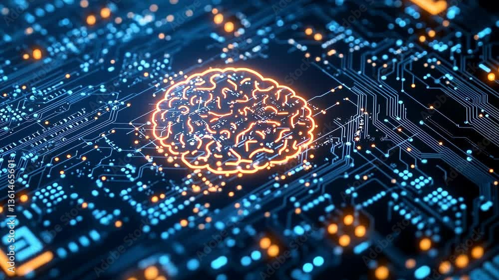 Aufkleber digital representation of a brain integrated with circuits showcasing technology and innovation in m