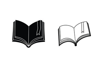 Open Book Icons Black, White, Reading, Knowledge, Learning