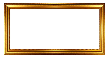 Gold shining border frame isolated on transparent background. Luxury gold border design. Gold frame cut out, png. mockup template. Creative framework for design, decoration and different projects