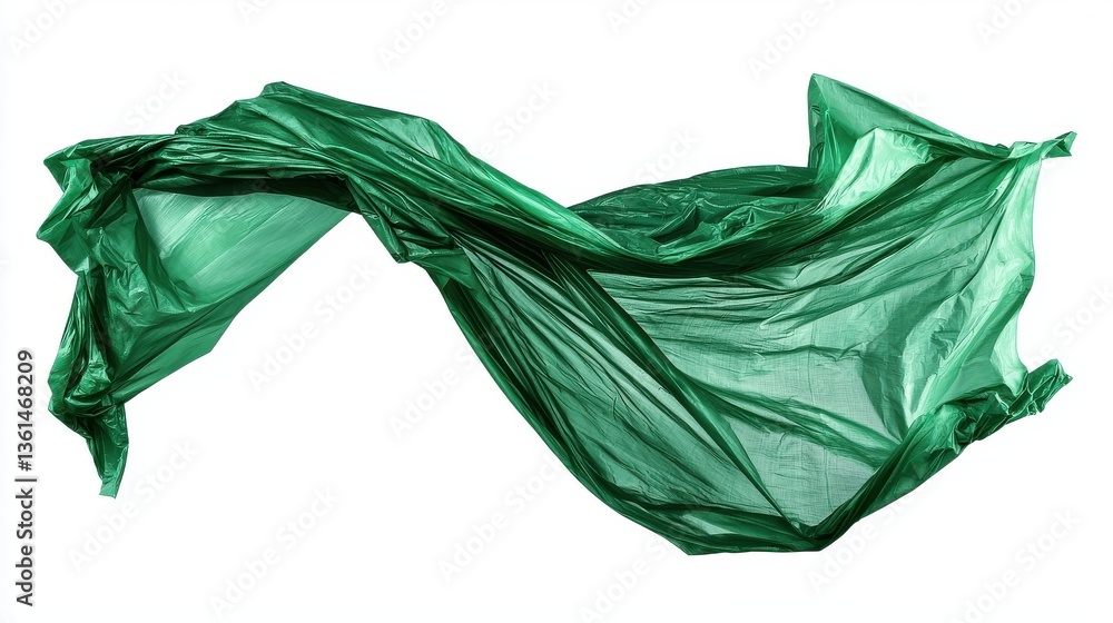Poster flowing undulating green silky fabric forming dynamic drapery and curves creating an elegant sophist