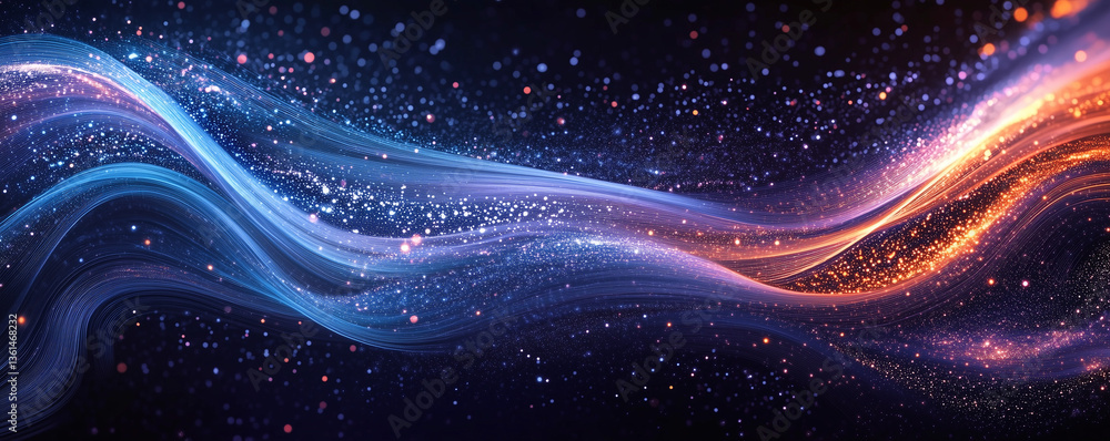 Canvas Prints quantum science waves, high-tech,glowing abstract light, virtual particles, network,flow of digital 