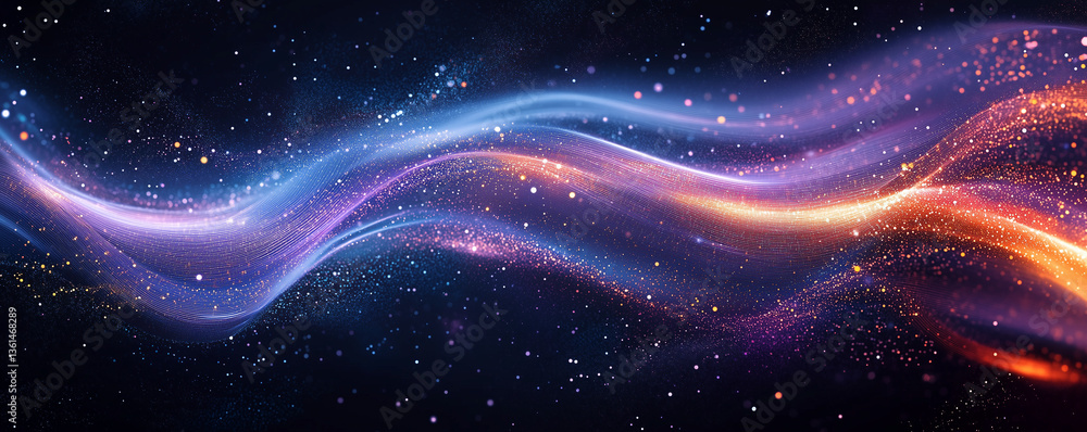 Canvas Prints quantum science waves, high-tech,glowing abstract light, virtual particles, network,flow of digital 