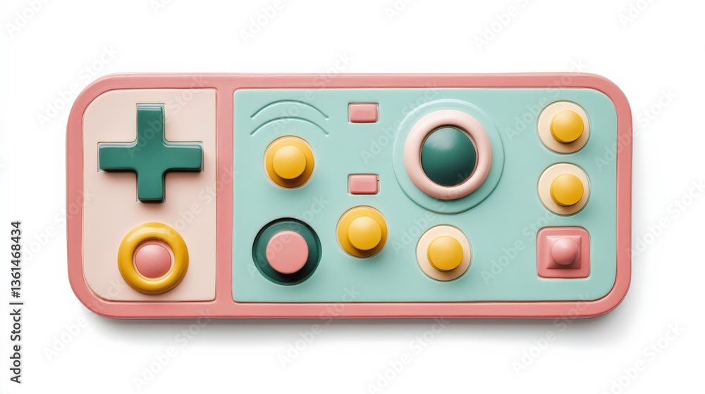 Poster pastel game controller with buttons and sliders