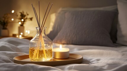 Fototapeta premium Aromatherapy diffuser with candle light