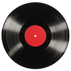 Fototapeta premium Vintage Vinyl Record with Red Label A Classic Music Icon