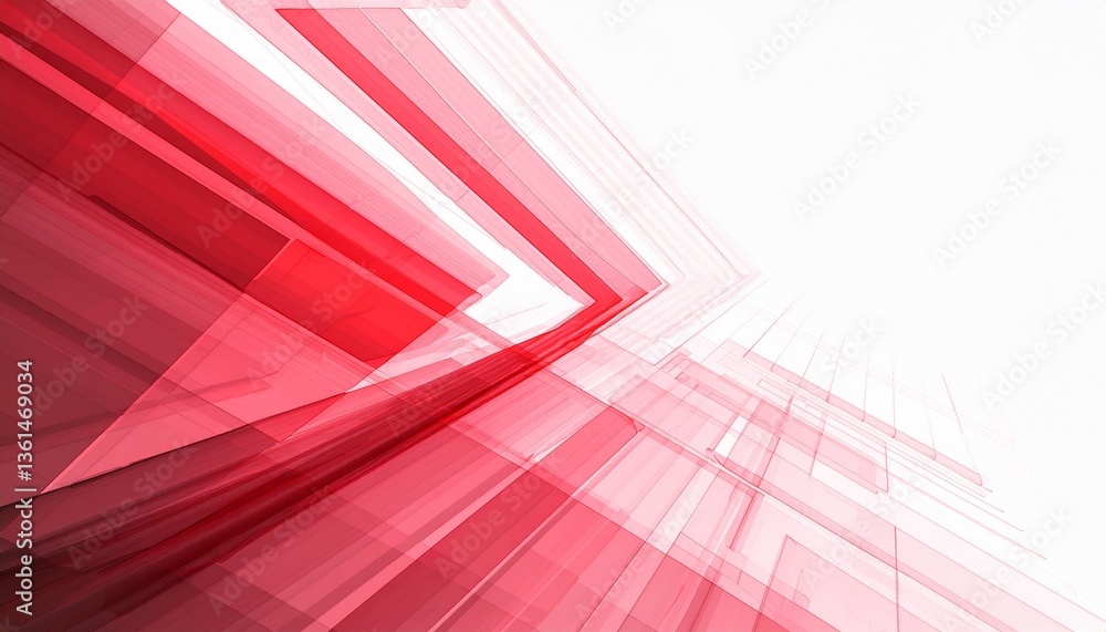 Poster abstract motion geometric shiny red and pink overlapping technology concept perspective on white bac