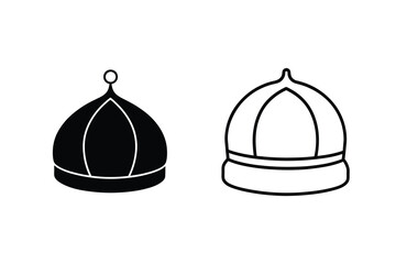 Islamic Dome Icons Mosque Architecture, Black, White, Line Art