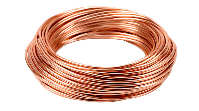 A coiled bundle of shiny copper wire on a black background
