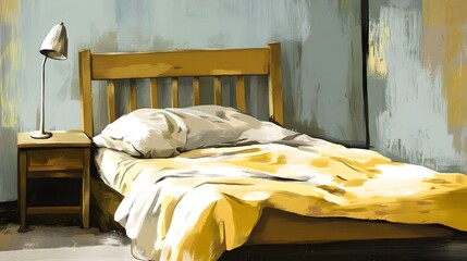 Empty Bed, Room, Grunge Wall, Light, Solitude