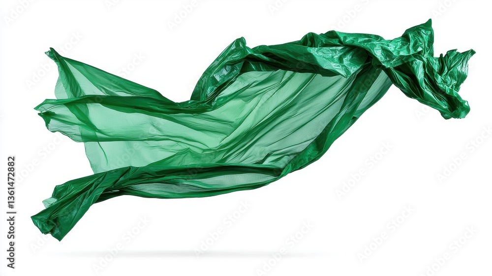 Poster flowing billowing green fabric in dynamic graceful motion creating an and ethereal composition with 