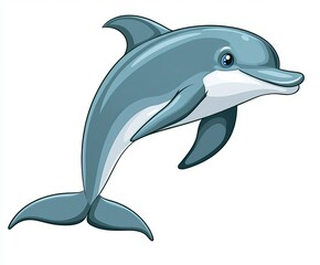 Naklejka premium Cute cartoon dolphin jumping isolated on white or white background