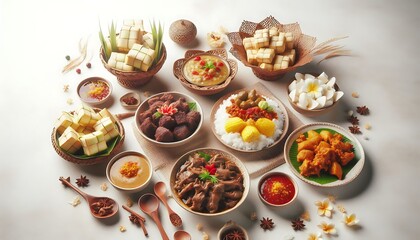 Diverse Indonesian Cuisine Displayed for a Festive Occasion