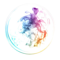 Transparent Bubble with Colorful Smoke Swirls on white and transparent background. PNG