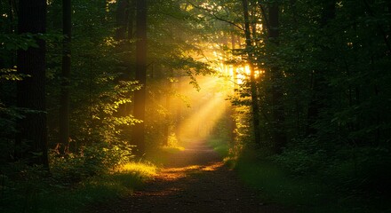 Obraz premium sun rays in the forest