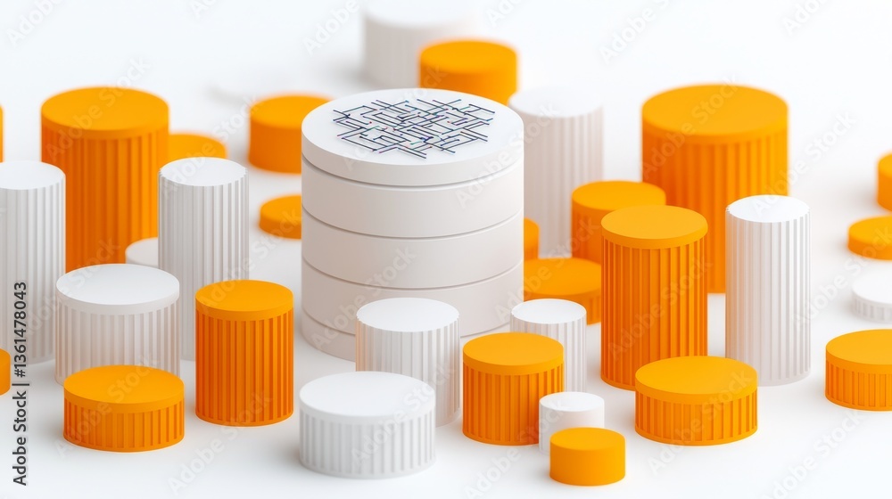 Poster abstract data storage systems modern office space 3d render clean environment top-down view technolo