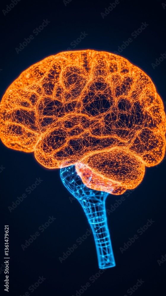 Poster exploring abstract digital human brain neurons virtual space 3d visualization digital environment cl