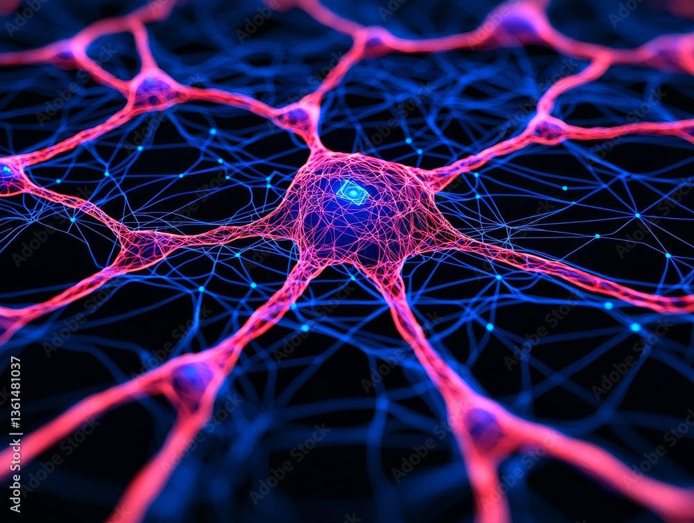 Aufkleber abstract neural network neuron connection digital art visual representation high-tech environment cl