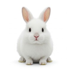Obraz premium Adorable rabbit with soft fur isolated on white background ideal for pet websites, stock photos, and animal educational content 
