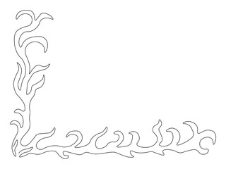 Abstract frame of flowers, swirls, curls, continuous single one line art hand drawing sketch logo