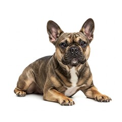 Obraz premium Adorable English Bulldog sitting isolated on white background perfect for pet stock photos, dog breed illustrations, and animal-themed designs 