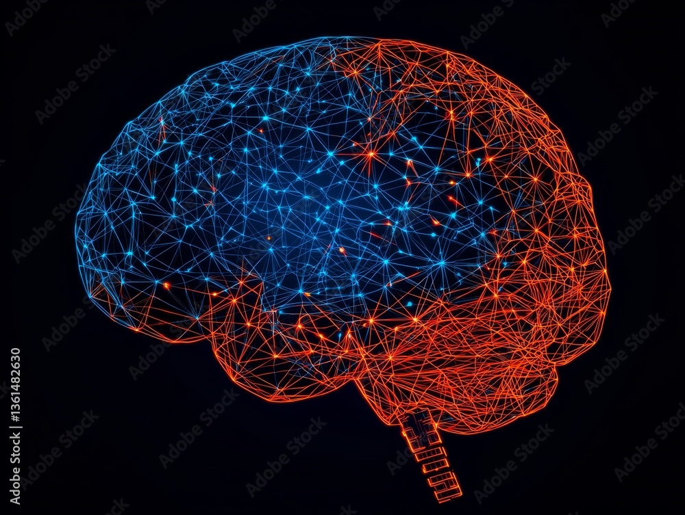 Aufkleber dynamic abstract digital brain network visualization cybernetic realm graphic art futuristic environ