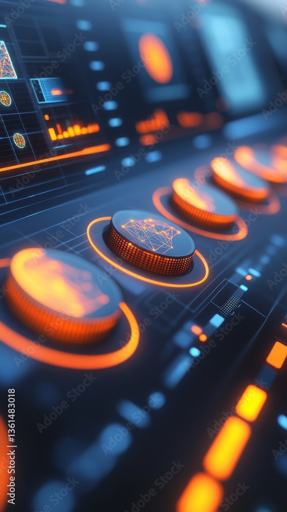 Aufkleber futuristic technology interface interaction digital space concept art sci-fi environment close-up vi