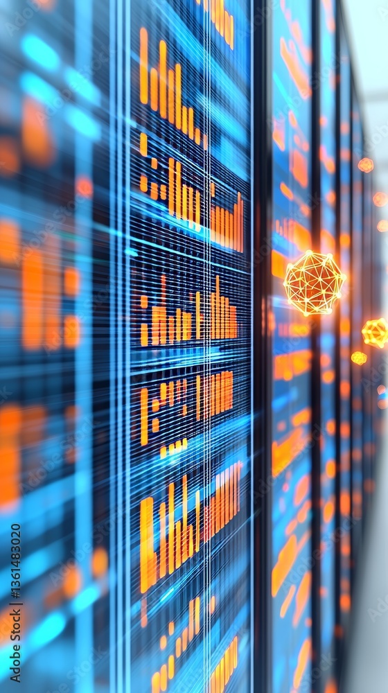 Aufkleber futuristic data center server rack technology hub digital infrastructure urban environment close-up 