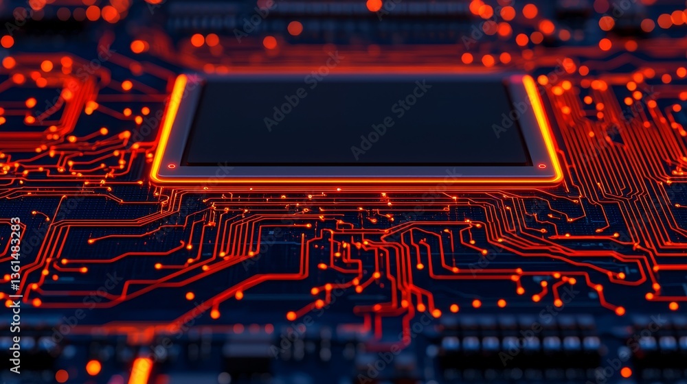 Poster innovative glowing circuit board technology digital realm close-up view futuristic environment visua