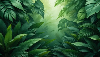 Fototapeta premium Lush Tropical Paradise: An Immersive Journey into Verdant Foliage