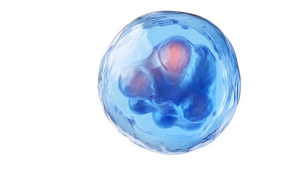 3D Rendered Isolated Blue Cell with Biological Concept on white and transparent background. PNG